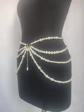 Y2K Multilayer Pearl Waist Chain Retro Character Party Accessorie