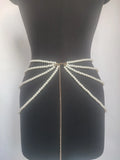 Y2K Multilayer Pearl Waist Chain Retro Character Party Accessorie
