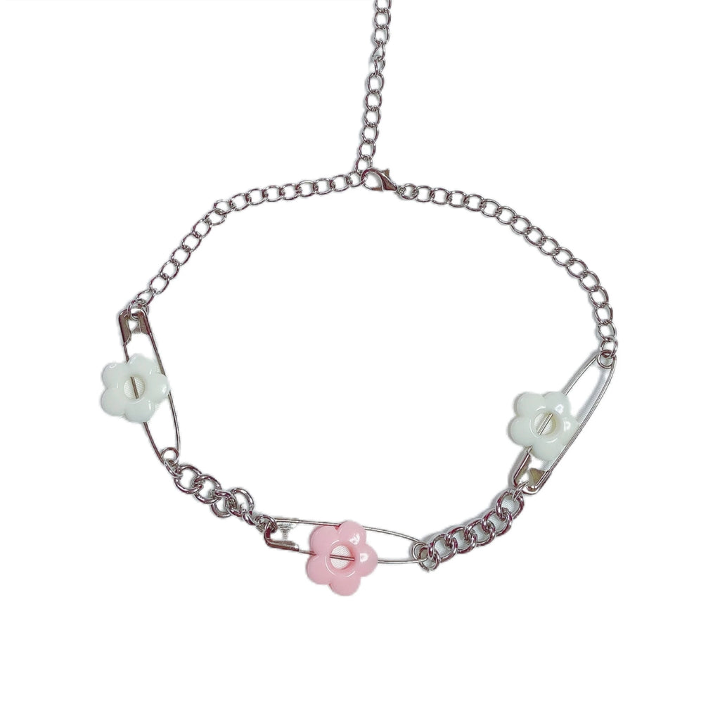 Y2K Flower Choker Necklace Pink Accessories Harajuku Vintage Charms 90s Gift