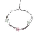 Y2K Flower Choker Necklace Pink Accessories Harajuku Vintage Charms 90s Gift