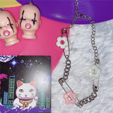 Y2K Flower Choker Necklace Pink Accessories Harajuku Vintage Charms 90s Gift
