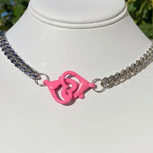 Y2K Pink Heart Buckle Choker Necklace Vintage Punk Harajuku Charms 90s