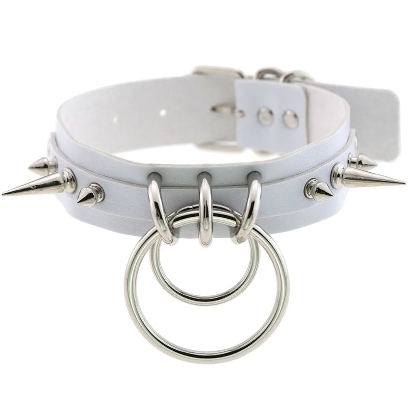 Y2K Leather Spiked Geometric Necklace Egirl Harajuku