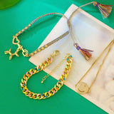 Y2K Puppy Charm Knot Rope Bracelet Love Heart Bangle