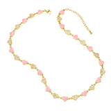 Y2K Enamel Heart Chain Necklace CZ 18K Plated Choker Romantic Jewelry