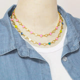 Y2K Enamel Heart Chain Necklace CZ 18K Plated Choker Romantic Jewelry