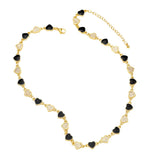 Y2K Enamel Heart Chain Necklace CZ 18K Plated Choker Romantic Jewelry