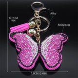 Y2K Pink Butterfly Keychain Rhinestone Metal Jewelry Lady Bag Car Accessories