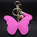 Y2K Pink Butterfly Keychain Rhinestone Metal Jewelry Lady Bag Car Accessories