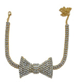 Y2K Rhinestones Bow Tie Necklace Women Cocktail Party Jewelry