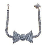 Y2K Rhinestones Bow Tie Necklace Women Cocktail Party Jewelry