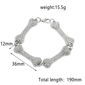Y2K Skull Dog Bone Rhinestone Necklace Short Chain Women Accessories