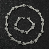 Y2K Skull Dog Bone Rhinestone Necklace Short Chain Women Accessories