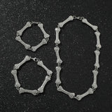 Y2K Skull Dog Bone Rhinestone Necklace Short Chain Women Accessories