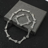 Y2K Skull Dog Bone Rhinestone Necklace Short Chain Women Accessories