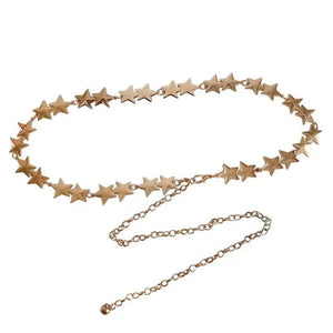 Y2K Stars Waist Chain Belt Metal Buckle Thin Waist Belt
