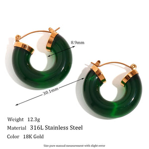 Y2K Summer Clear Green Pink Acrylic Hoop Earrings