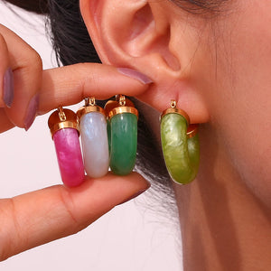 Y2K Summer Clear Green Pink Acrylic Hoop Earrings