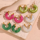 Y2K Summer Clear Green Pink Acrylic Hoop Earrings