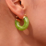 Y2K Summer Clear Green Pink Acrylic Hoop Earrings