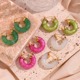 Y2K Summer Clear Green Pink Acrylic Hoop Earrings
