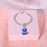 Y2K Teddy Bear Candy Bracelet Charm Crystal Rhinestone Tennis Chain Bracelet