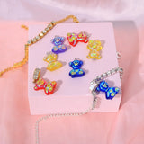 Y2K Teddy Bear Candy Bracelet Charm Crystal Rhinestone Tennis Chain Bracelet