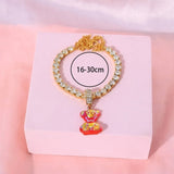 Y2K Teddy Bear Candy Bracelet Charm Crystal Rhinestone Tennis Chain Bracelet