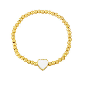 Tibetan Love Heart Copper Beads Bracelet Enamel Elasticity Women