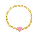 Tibetan Love Heart Copper Beads Bracelet Enamel Elasticity Women