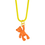 Y2K Mini Bear Drop Necklace Neon Enamel Copper Pendant Neck Chain