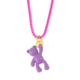 Y2K Mini Bear Drop Necklace Neon Enamel Copper Pendant Neck Chain