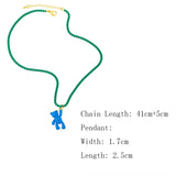 Y2K Mini Bear Drop Necklace Neon Enamel Copper Pendant Neck Chain