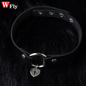 Y2K Goth Love Cross Choker Necklace
