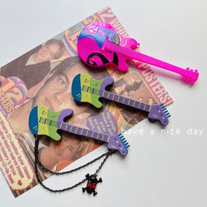 Y2K Guitar Skull Hair Clip Punk Hairpin