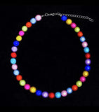 Y2K 90s Reflective Pearl Choker Hip Hop Rock Punk Jewelry