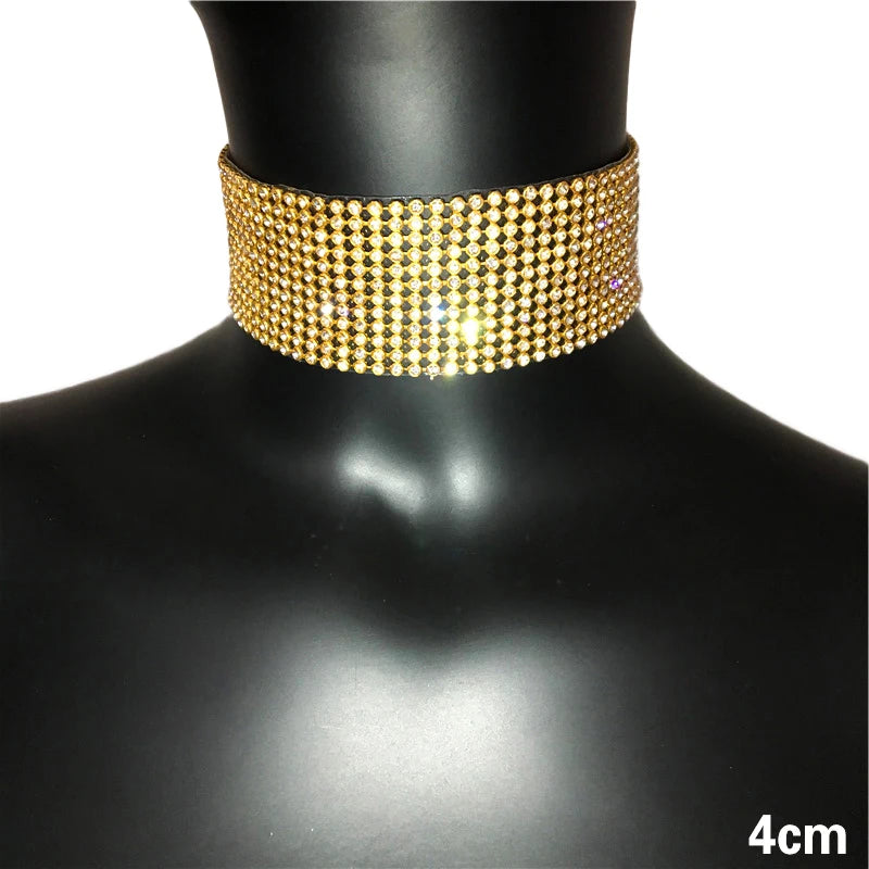 Y2k Glitter Rhinestones Necklace Women Cocktail Party Jewelry