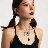 Y2k Dark Punk Love Wings Pendant Necklace