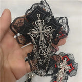 Y2k Girl Cross Metal Chains Punk Headwear Japanese Brooch Goth Pins