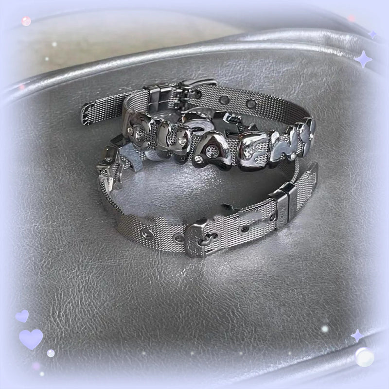 Y2k Alphabet Charm Bracelet Heart Star Pendant Trending