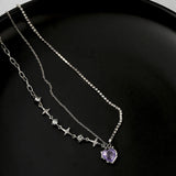 Y2K Love Pearl Tassel Pendant Necklace Crystal Heart Clavicle Chain Jewelry Gift