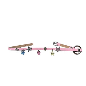 Y2k Pink Leather Cross Star Choker Necklace