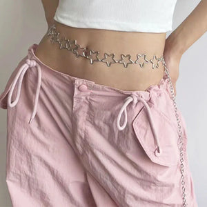 Y2k Star Metal Waist Chain Women's Belt Dress Short Skirt Heart Chain Belt