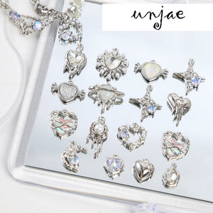 Y2k Sweet Japanese Love Four Stars Rose Pendant Beaded Necklace