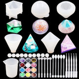 Large DIY Pyramid Resin Mold Set Silicone 3D Cone Sphere Molds Jewelry Making
