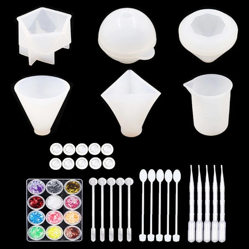 Large DIY Pyramid Resin Mold Set Silicone 3D Cone Sphere Molds Jewelry Making