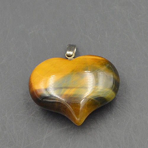 Tiger Eye Heart Shaped Pendant Bead 25x20x11mm