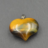 Tiger Eye Heart Shaped Pendant Bead 25x20x11mm