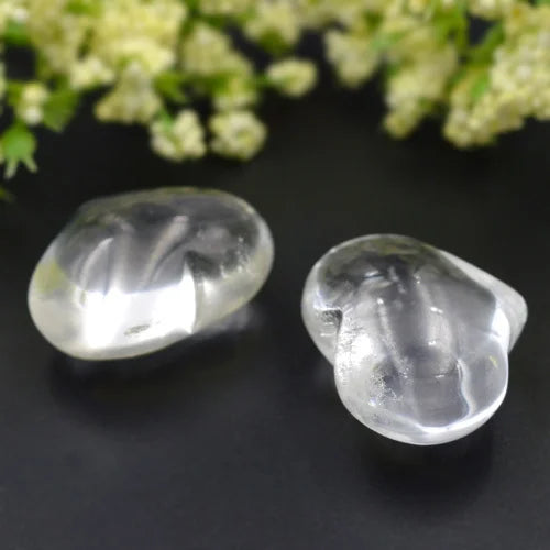 Clear Quartz Carved Heart CAB Pendant Bead 20x25x13mm