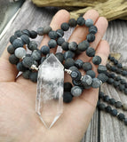 Clear Quartz Double Point Pendant Dragon Ven Agat Necklace